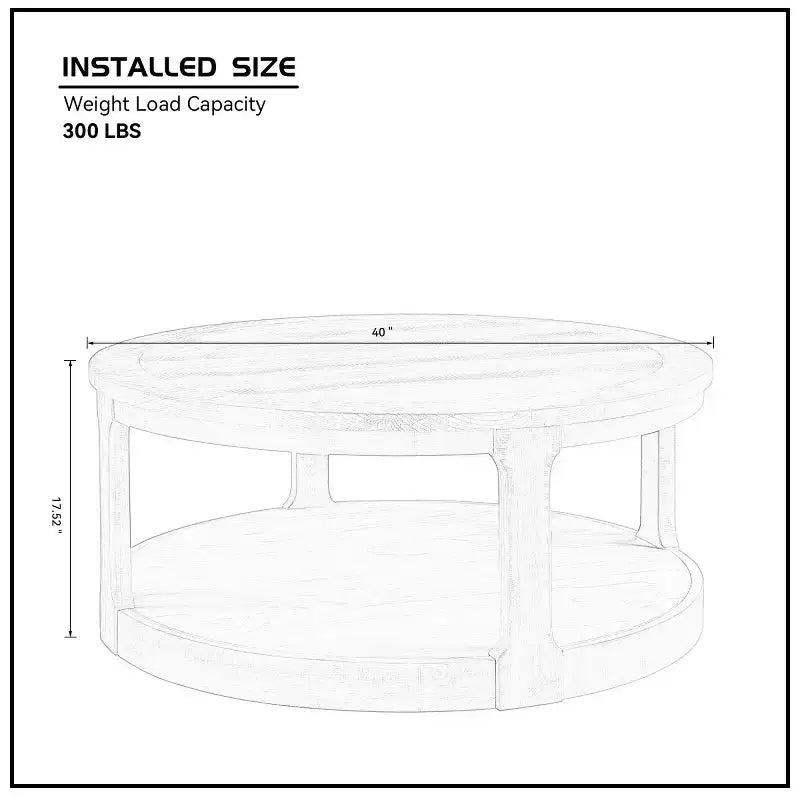 Table basse ronde moderne de 40 pouces avec roulettes dissimulées, table d'appoint à 2 niveaux pour salon, bureau ou appartement - Panipeachy