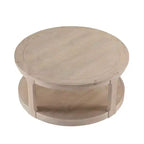 Table basse ronde moderne de 40 pouces avec roulettes dissimulées, table d'appoint à 2 niveaux pour salon, bureau ou appartement - Panipeachy