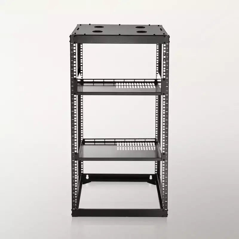 Rack réseau à cadre ouvert VEVOR 20U, profondeur 23 pouces, rack de serveur mural ou sur pied, 4 montants robustes, avec étagères ventilées, noir