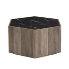 Table basse hexagonale moderne avec plateau en faux marbre et tiroirs de rangement cachés, table de salon - Panipeachy