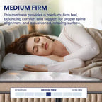 Matelas hybride King Whisen 14, matelas en mousse à mémoire de forme, ressorts ensachés, sans fibre de verre - Beige et Blanc
