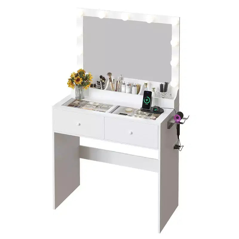 Coiffeuse blanche avec 2 tiroirs