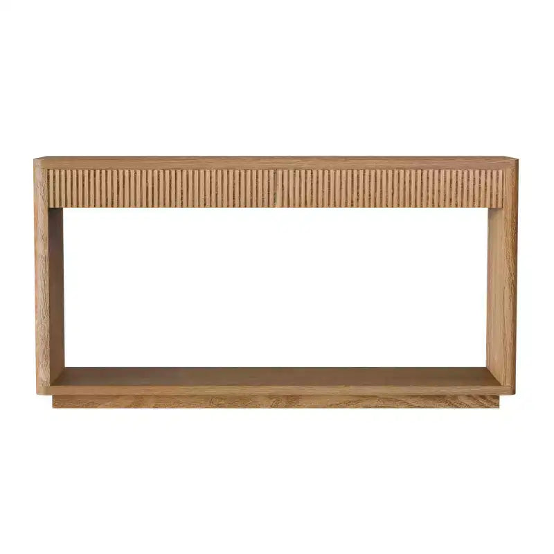 Console d'entrée de ferme de 60 po avec 2 tiroirs cannelés et étagère, table de couloir en placage de bois pour le salon - Panipeachy