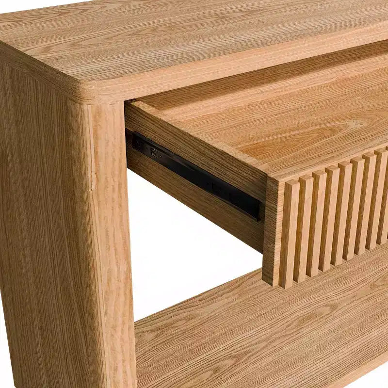 Console d'entrée de ferme de 60 po avec 2 tiroirs cannelés et étagère, table de couloir en placage de bois pour le salon - Panipeachy