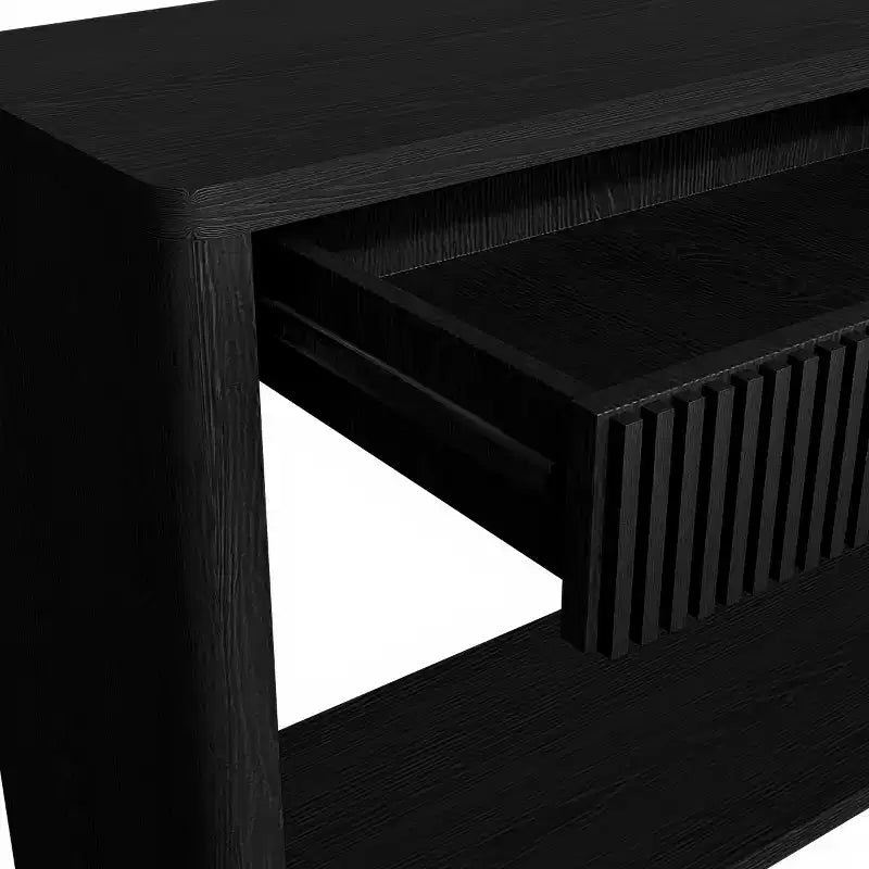 Console d'entrée de ferme de 60 po avec 2 tiroirs cannelés et étagère, table de couloir en placage de bois pour le salon - Panipeachy