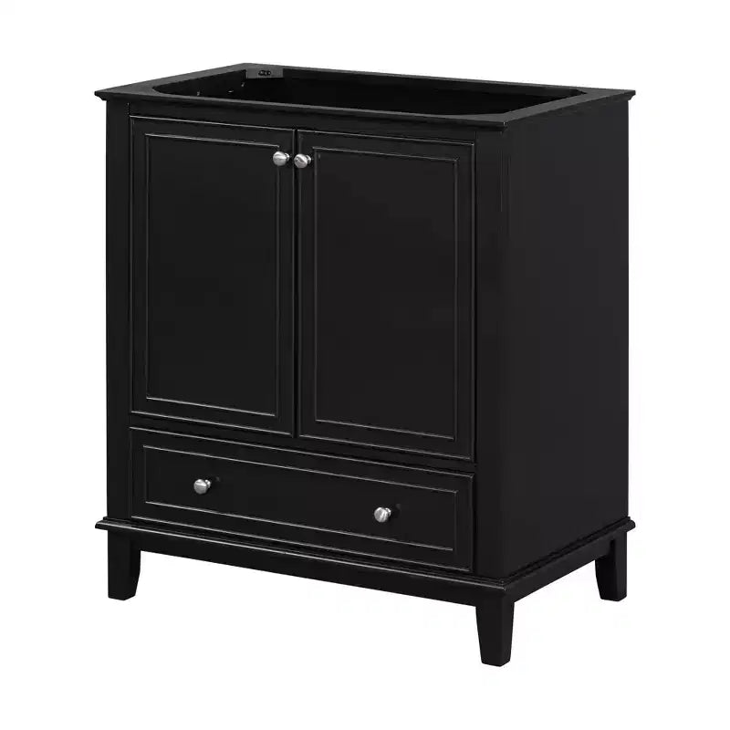 MAYEERTY Meuble-lavabo de salle de bain 30 po sans évier, portes d'armoire multifonctionnelles, tiroir, cadre solide en MDF noir