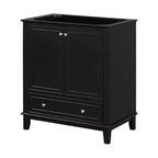 MAYEERTY Meuble-lavabo de salle de bain 30 po sans évier, portes d'armoire multifonctionnelles, tiroir, cadre solide en MDF noir