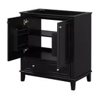 MAYEERTY Meuble-lavabo de salle de bain 30 po sans évier, portes d'armoire multifonctionnelles, tiroir, cadre solide en MDF noir