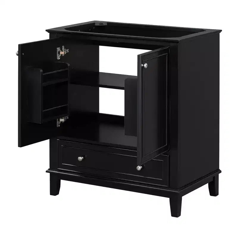 MAYEERTY Meuble-lavabo de salle de bain 30 po sans évier, portes d'armoire multifonctionnelles, tiroir, cadre solide en MDF noir
