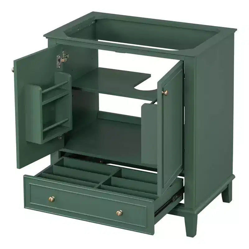 MAYEERTY Meuble-lavabo de salle de bain 30 po sans évier, portes d'armoire multifonctionnelles, tiroir, cadre solide en MDF noir