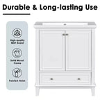 MAYEERTY Meuble-lavabo de salle de bain 30 po sans évier, portes d'armoire multifonctionnelles, tiroir, cadre solide en MDF noir