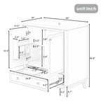 MAYEERTY Meuble-lavabo de salle de bain 30 po sans évier, portes d'armoire multifonctionnelles, tiroir, cadre solide en MDF noir