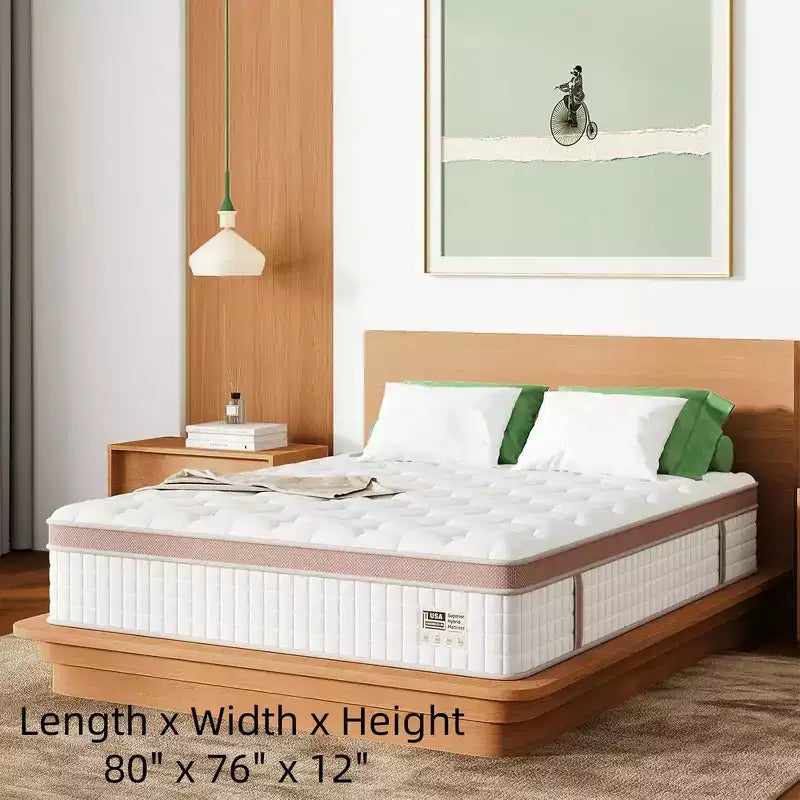 Matelas hybride Whisen 14 King, matelas ergonomique de luxe, matelas en mousse à mémoire de forme, ressorts ensachés