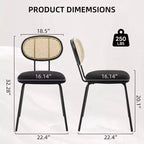 COZONY Lot de 2 Chaises de Salle à Manger en Métal, Chaises de Cuisine Modernes Rembourrées avec Dossier en Treillis Tressé et Structure en Métal Robuste