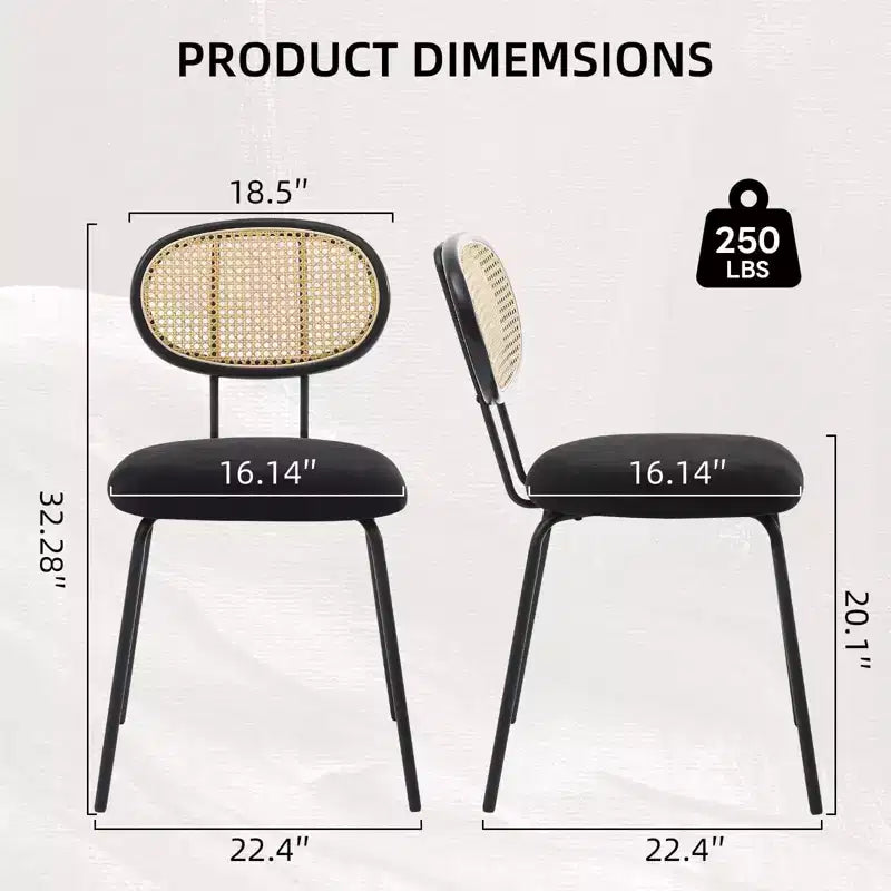 COZONY Lot de 2 Chaises de Salle à Manger en Métal, Chaises de Cuisine Modernes Rembourrées avec Dossier en Treillis Tressé et Structure en Métal Robuste