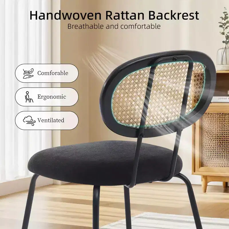COZONY Lot de 2 Chaises de Salle à Manger en Métal, Chaises de Cuisine Modernes Rembourrées avec Dossier en Treillis Tressé et Structure en Métal Robuste