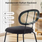 COZONY Lot de 2 Chaises de Salle à Manger en Métal, Chaises de Cuisine Modernes Rembourrées avec Dossier en Treillis Tressé et Structure en Métal Robuste