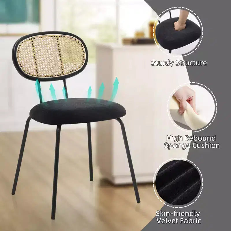 COZONY Lot de 2 Chaises de Salle à Manger en Métal, Chaises de Cuisine Modernes Rembourrées avec Dossier en Treillis Tressé et Structure en Métal Robuste