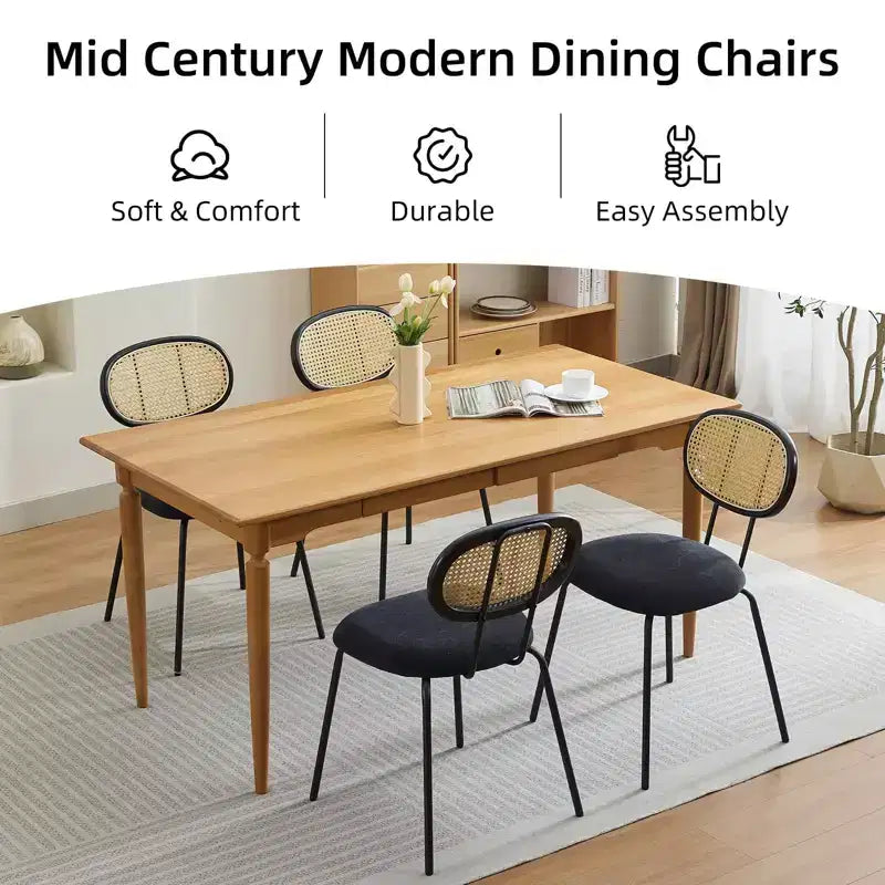 COZONY Lot de 2 Chaises de Salle à Manger en Métal, Chaises de Cuisine Modernes Rembourrées avec Dossier en Treillis Tressé et Structure en Métal Robuste