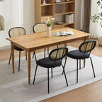 COZONY Lot de 2 Chaises de Salle à Manger en Métal, Chaises de Cuisine Modernes Rembourrées avec Dossier en Treillis Tressé et Structure en Métal Robuste