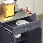 Îlot de cuisine sur roulettes, Desserte de cuisine roulante avec comptoir en acier inoxydable, tiroir, porte-serviettes et porte-épices, Chariot de rangement utilitaire