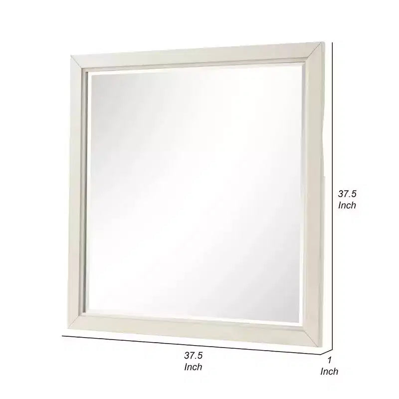 Miroir de commode Royal Hampton, verre biseauté, bois massif finition blanc antique, 38 pouces