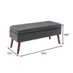 TUYOHW Banc de rangement rectangulaire, banc de bout de lit avec pieds en bois massif, ottoman en cuir PU pour salon, chambre, entrée