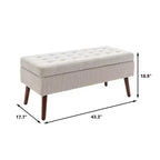 TUYOHW Banc de rangement rectangulaire, banc de bout de lit avec pieds en bois massif, ottoman en cuir PU pour salon, chambre, entrée