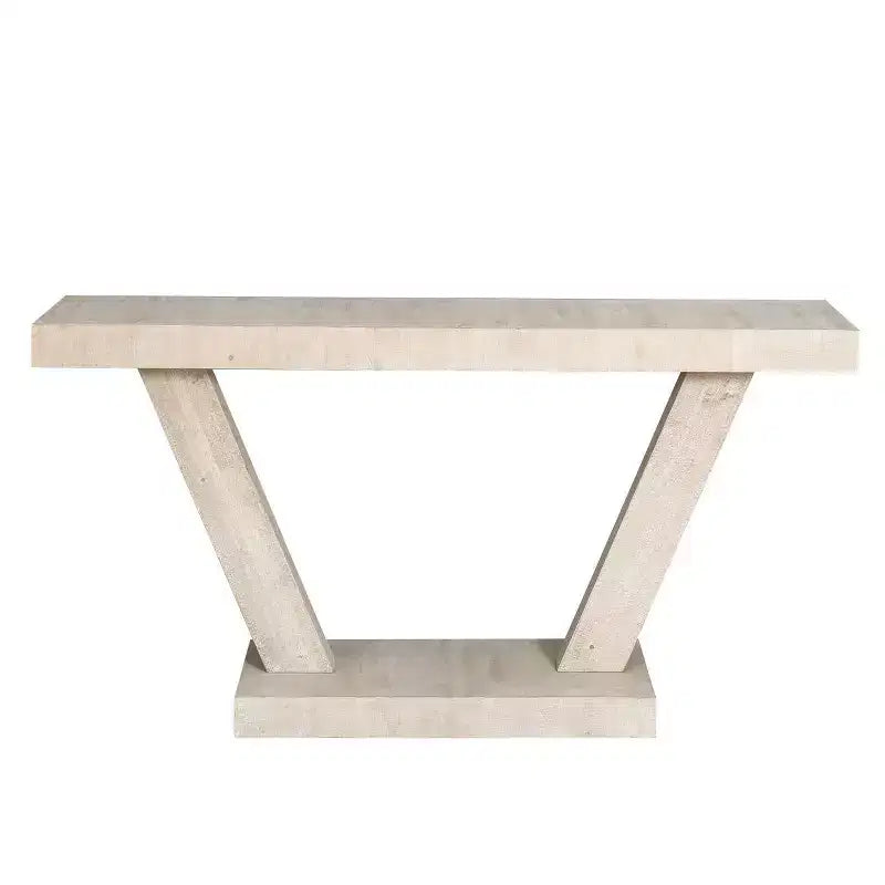 Console d'entrée rustique de 60 pouces avec plateau en bois vieilli, base large en V pour couloir - Panipeachy