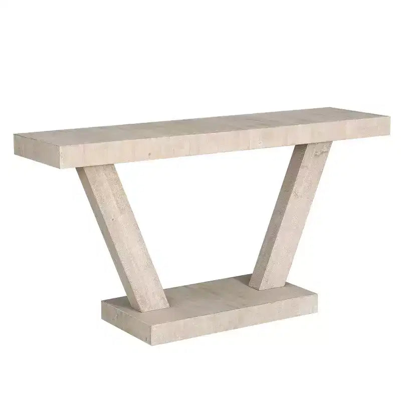 Console d'entrée rustique de 60 pouces avec plateau en bois vieilli, base large en V pour couloir - Panipeachy