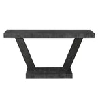 Console d'entrée rustique de 60 pouces avec plateau en bois vieilli, base large en V pour couloir - Panipeachy