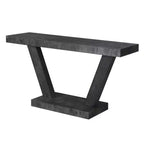Console d'entrée rustique de 60 pouces avec plateau en bois vieilli, base large en V pour couloir - Panipeachy
