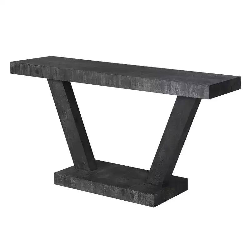 Console d'entrée rustique de 60 pouces avec plateau en bois vieilli, base large en V pour couloir - Panipeachy