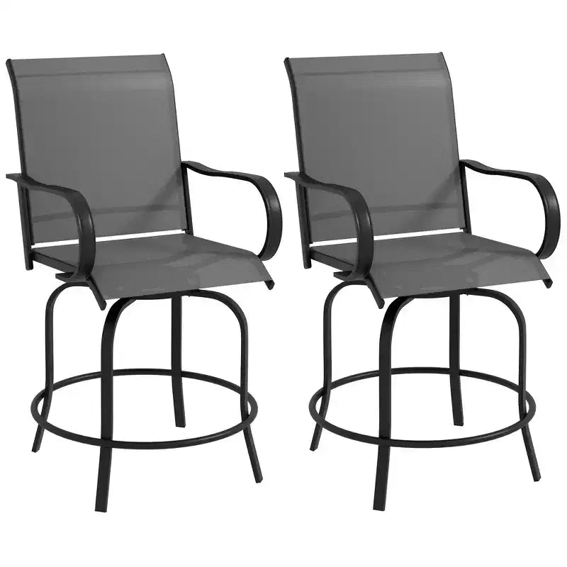 Lot de 2 tabourets de bar d'extérieur, chaises de bar pivotantes à 360 degrés, 26,75 x 29,5 x 48,5