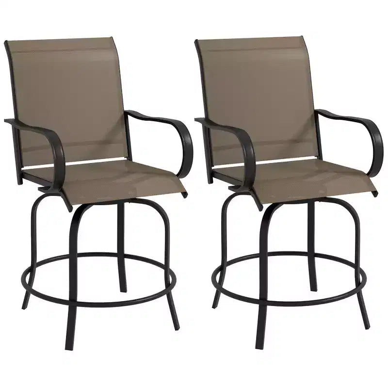 Lot de 2 tabourets de bar d'extérieur, chaises de bar pivotantes à 360 degrés, 26,75 x 29,5 x 48,5