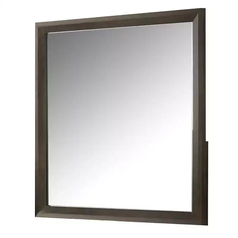 Miroir de commode Royal Hampton, verre biseauté, cadre en bois brun foncé, 44x45