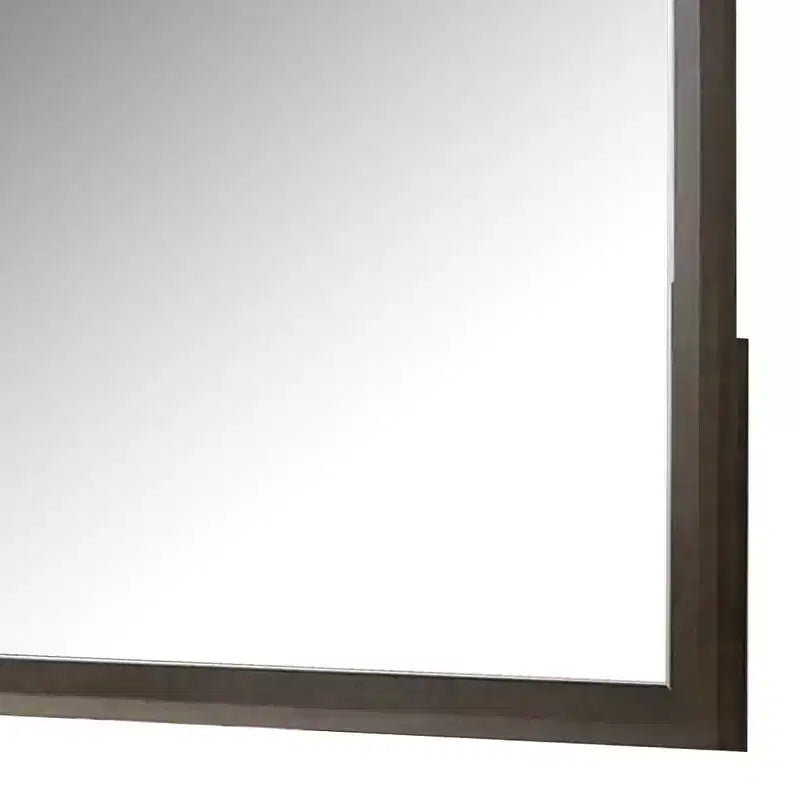 Miroir de commode Royal Hampton, verre biseauté, cadre en bois brun foncé, 44x45