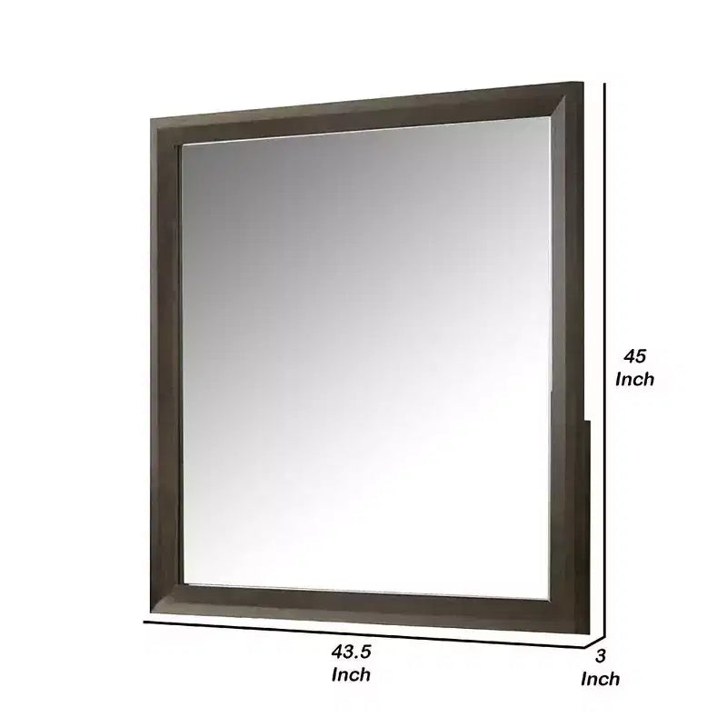Miroir de commode Royal Hampton, verre biseauté, cadre en bois brun foncé, 44x45