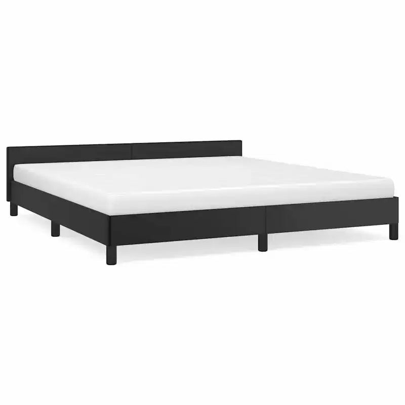 Cadre de lit avec tête de lit Similicuir noir, contreplaqué, bois manufacturé