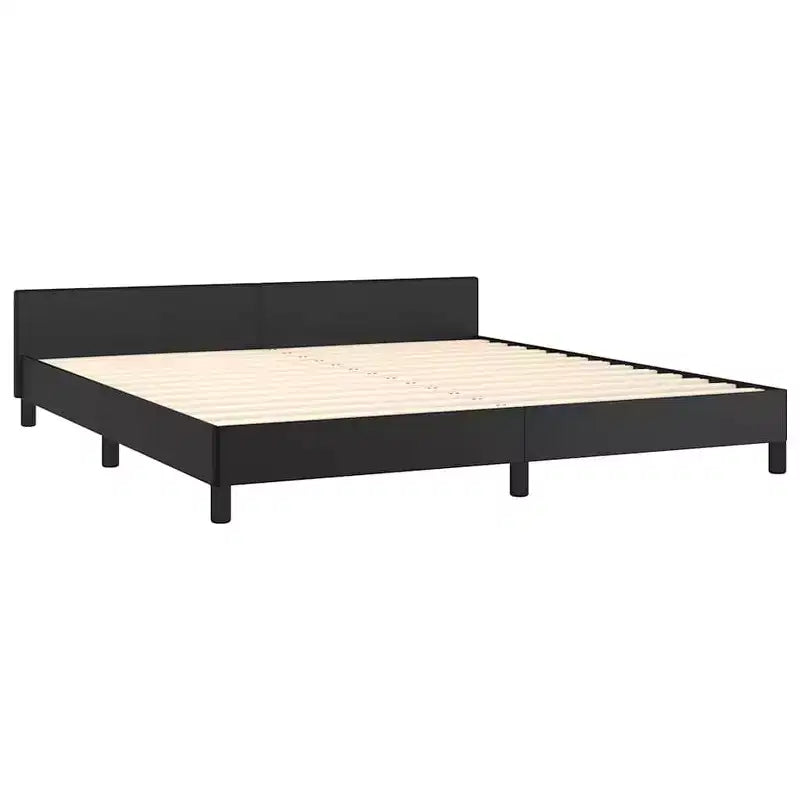Cadre de lit avec tête de lit Similicuir noir, contreplaqué, bois manufacturé