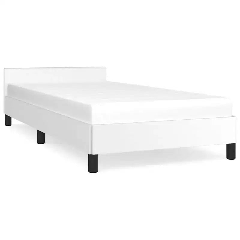 Cadre de lit avec tête de lit Similicuir blanc, contreplaqué, bois manufacturé