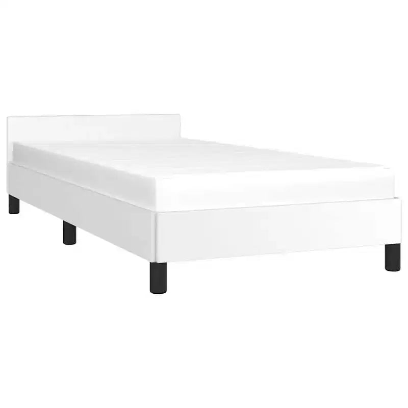 Cadre de lit avec tête de lit Similicuir blanc, contreplaqué, bois manufacturé