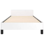 Cadre de lit avec tête de lit Similicuir blanc, contreplaqué, bois manufacturé