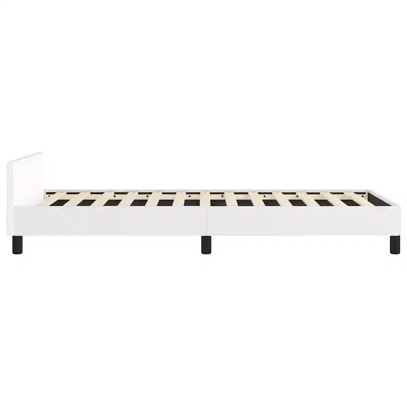 Cadre de lit avec tête de lit Similicuir blanc, contreplaqué, bois manufacturé