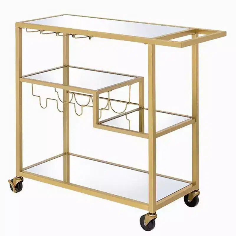 Desservante Royal Hampton en métal avec porte-bouteilles et porte-verres, doré et transparent