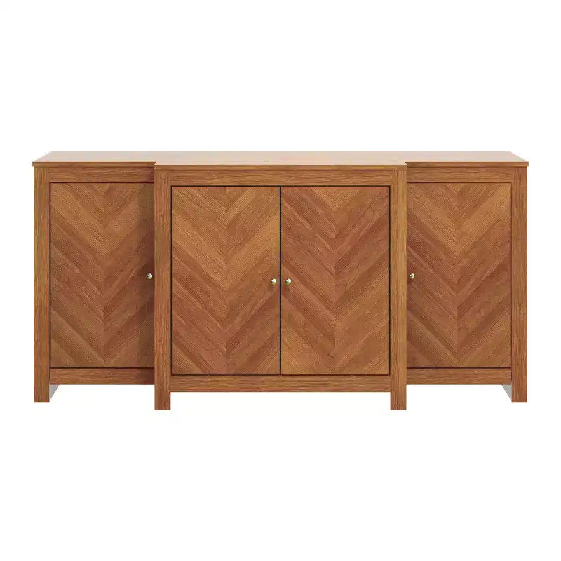 Buffet Galano 4 portes à chevrons en Noyer ambré 61,9 L 19,6 P 30 H