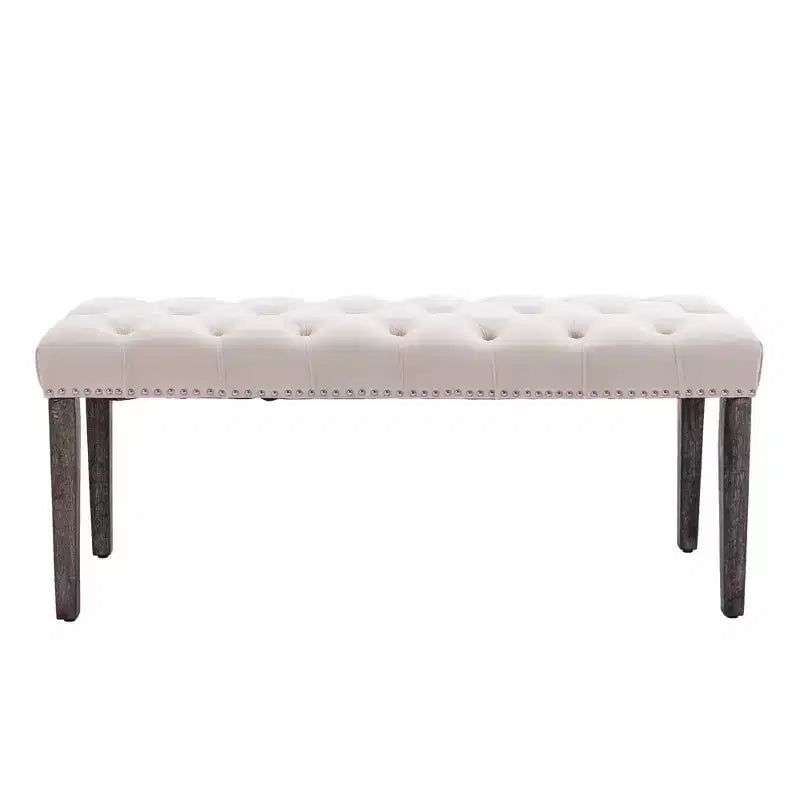 EHMKNP Banc capitonné élégant en velours touffeté Banc décoratif pour salle à manger, Tabouret d'appoint pour chambre, Siège d'entrée avec pieds en bois