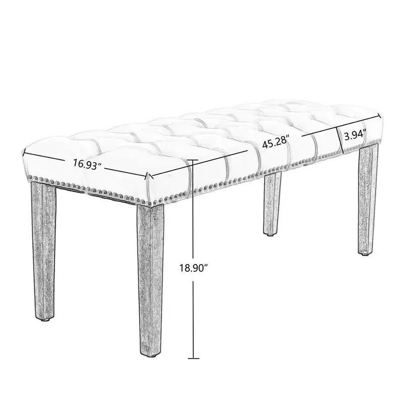 EHMKNP Banc capitonné élégant en velours touffeté Banc décoratif pour salle à manger, Tabouret d'appoint pour chambre, Siège d'entrée avec pieds en bois