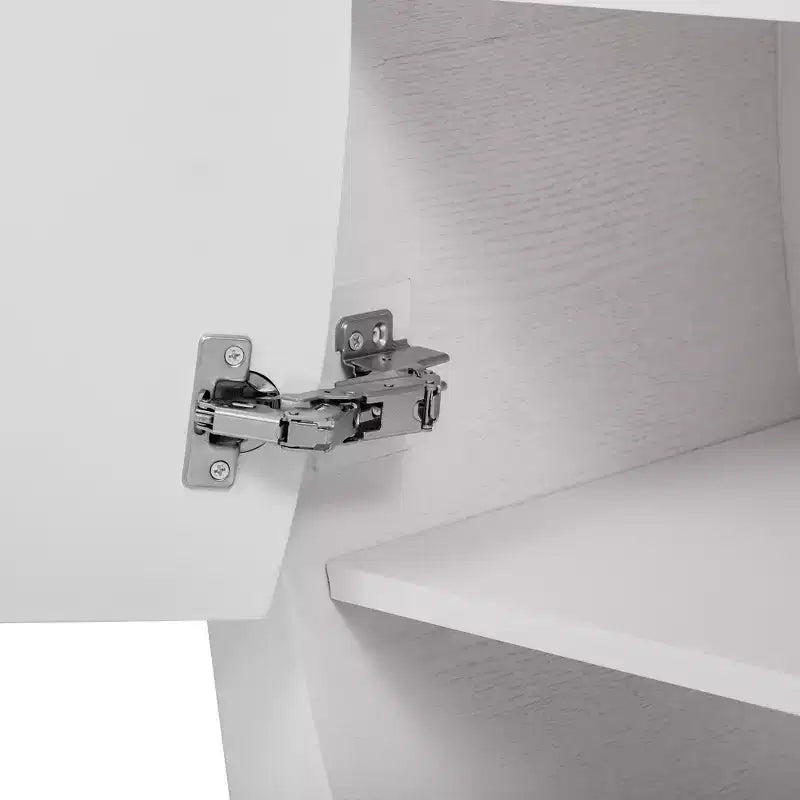 Meuble de rangement GDFStudio Oscar à 4 portes en placage de frêne avec pieds incurvés et étagères réglables