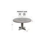 Table à manger ronde grise avec pieds incurvés - Fabrication en panneaux de bois adaptée à la salle à manger
